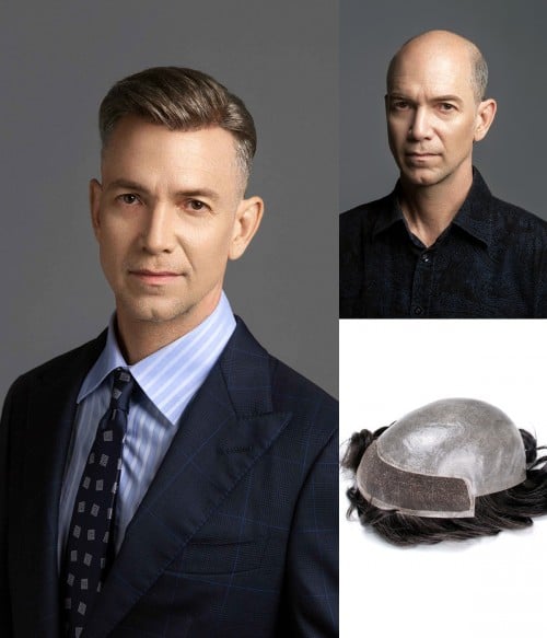 Lace Front with Skin in the Back Hair Replacement System for Men
