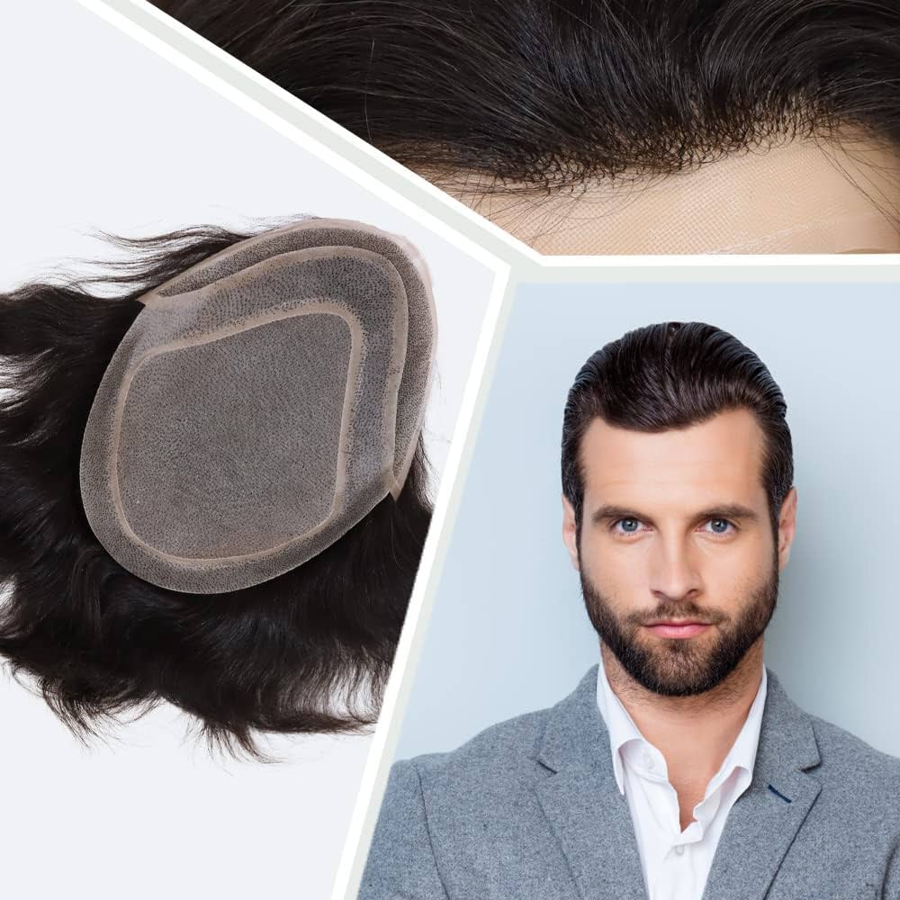 Lace Front with Skin in the Back Hair Replacement System for Men