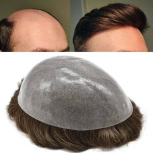 Brown Silicone Front with Skin in the Back Hair Replacement System postich