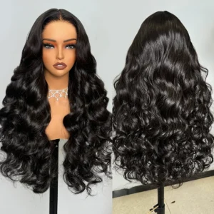 Perruque Brésilienne Naturelle de Cheveux Humains Ondulés, , Sans Colle, avec Boucles, pour Femme -MarocPerruque