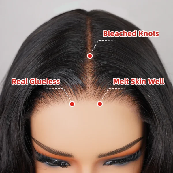 Perruque Carre Long Lace Wig - 13x6 Perruque courte simple Cheveux Humains, Sans Colle, pour Femme -MarocPerruque - Image 8