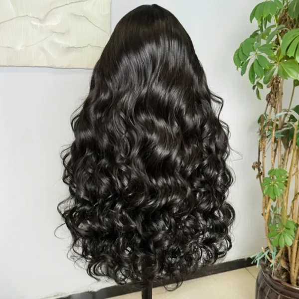 Perruque Brésilienne Naturelle de Cheveux Humains Ondulés, , Sans Colle, avec Boucles, pour Femme -MarocPerruque - Image 4