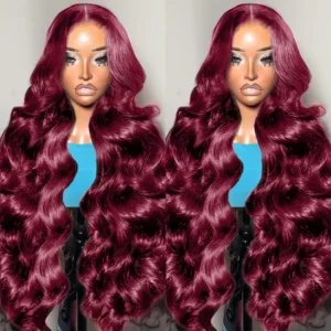 Perruque Lace Front Wig Body Wave Brésilienne Naturelle, Cheveux Humains, Bordeaux  pour Femme - MarocPerruque