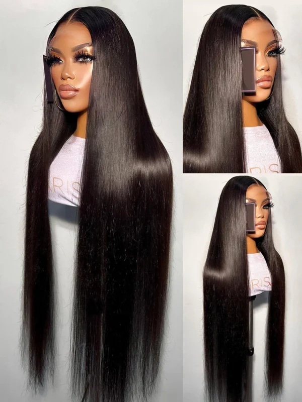 Perruque Naturelle Lisse, 90cm Cheveux Humains Transparent HD, pour Femme - MarocPerruque - Image 2