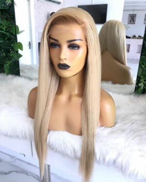 Perruque Blonde Naturelle Lisse , Cheveux Humains, 13x4 Transparente HD - MarocPerruque