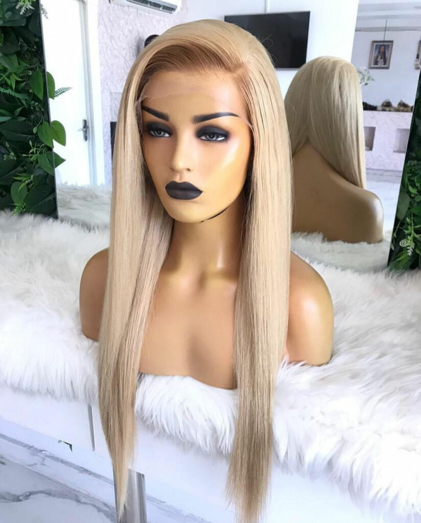 Perruque Blonde Naturelle Lisse , Cheveux Humains, 13x4 Transparente HD - MarocPerruque