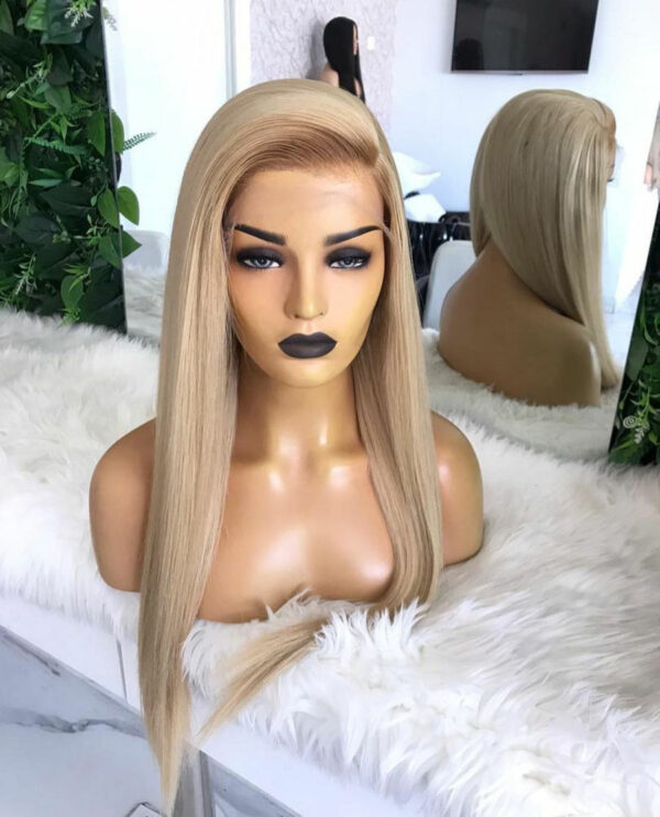 Perruque Blonde Naturelle Lisse , Cheveux Humains, 13x4 Transparente HD - MarocPerruque - Image 3
