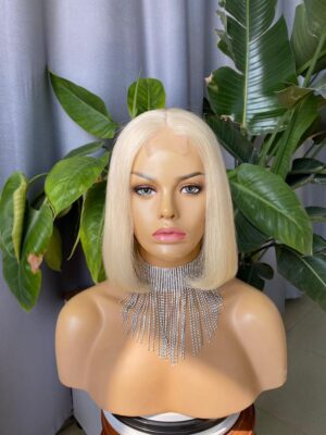 Perruque Bob Blonde Naturelle Lisse , Cheveux Humains, 13x4 Transparente HD - MarocPerruque