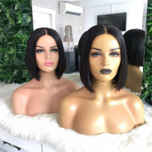 Perruque Bob naturelle lisse cheveux humains, 13x4 transparente HD - MarocPerruque (Copy)