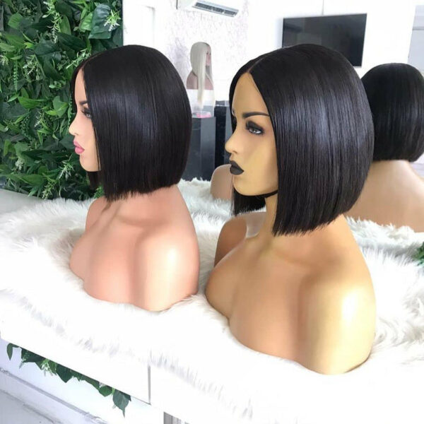 Perruque Bob naturelle lisse cheveux humains, 13x4 transparente HD - MarocPerruque (Copy) - Image 3