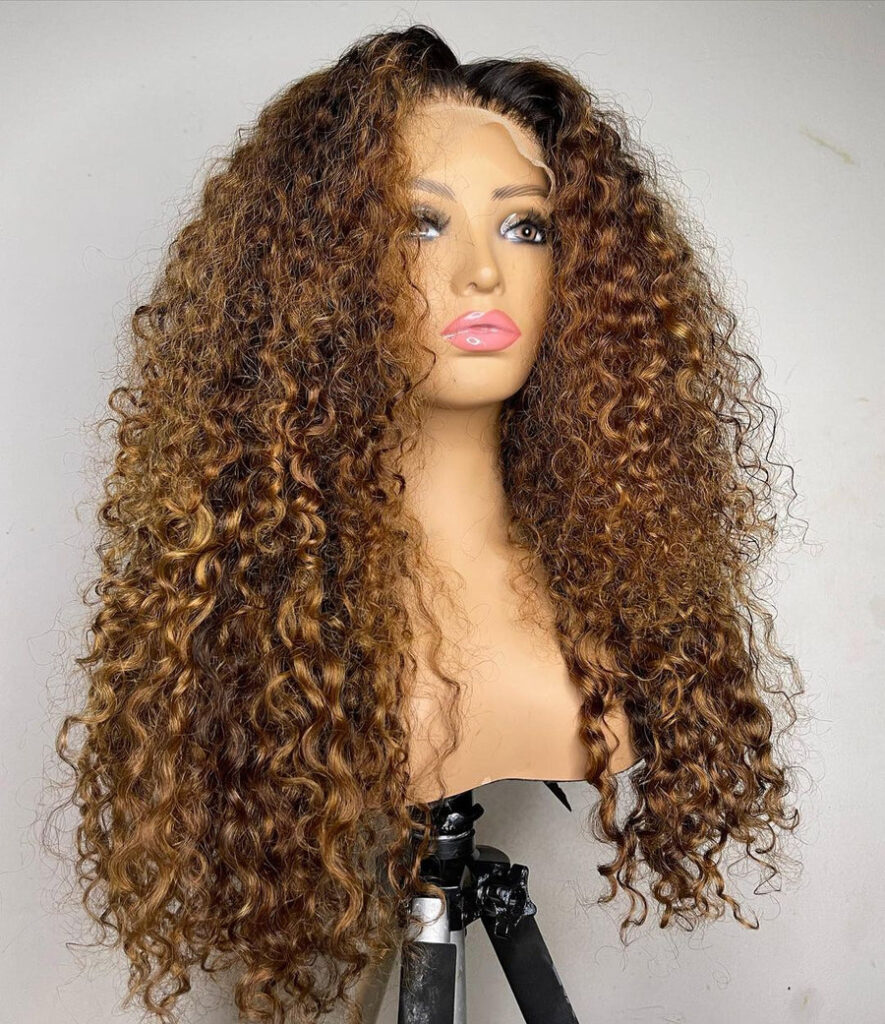 Perruque Curly Avec Des Mèches Naturelle Lisse , Cheveux Humains, 13x4 Transparente HD - MarocPerruque