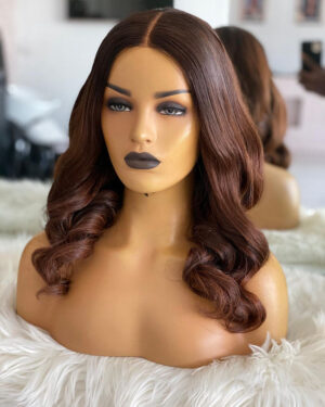 Perruque naturelle courte brun chocolat, cheveux humains, 13x4 transparente HD - MarocPerruque
