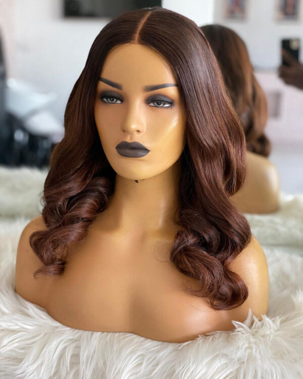 Perruque naturelle courte brun chocolat, cheveux humains, 13x4 transparente HD - MarocPerruque